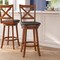 Flash Furniture Felicity Wood Classic Crossback Swivel Bar Height Barstool w/Padded Blk LeatherSoft Seat, Oak ES-UN1-29-OAK-GG - alternate 1